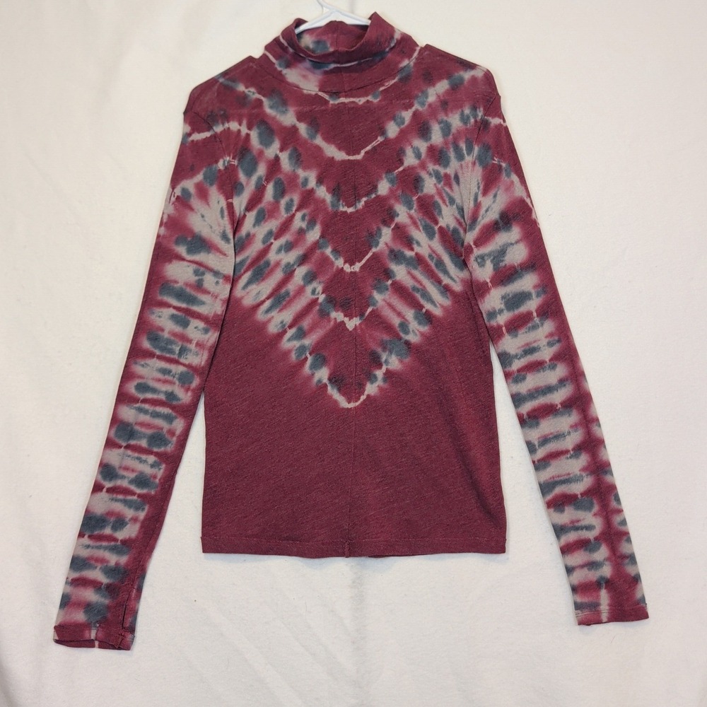We The Free People Psychedelic Tie Dye Turtleneck Top Large Purple
